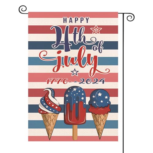 YiKingBox Patriotic 4th of July Garden Flag 12x18 Inch Double Sided,Memorial Day，Happy 1776 Independence Day，2024 American Stars and Stripes Yard Outdoor Decoration welcome Flag