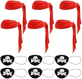 Hoypeyfiy 12 PCS Pirate Accessories for Men Women Pirate Bandana Headband Eye Patch Costume Party Favors Supplies for Halloween Night