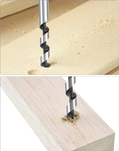 QWORK® 6 Stück Schlangenbohrer Set, Holzbohrer, Kohlenstoffreicher Stahl, Sechskantschaft, 6/8/10/12/14/16 * 230MM