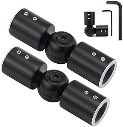 nihao Heavy Duty Hinged Elbow Connector Curtain Rod Corner Connector Elbow Connector for 1 Inch Bay Window Curtain Rods(2 PCS, Black)