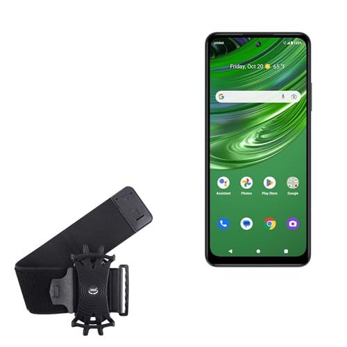 BoxWave Holster Compatible with Cricket Outlast - ActiveStretch Sport Armband, Adjustable Armband for Workout and Running - Jet Black