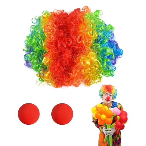 VYNZOR 1 Clownperücke lustige Lockenperücke Unisex-Perücke in verschiedenen Farben geeignet für Erwachsene und Kinder Halloween Karnevals- und Zirkusparty-Dekoration Clownskostüm-Accessoire