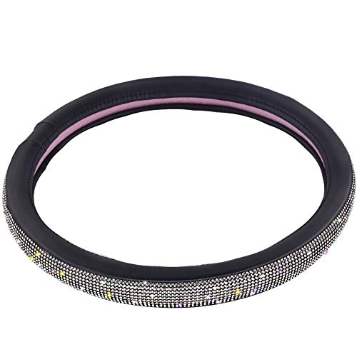 Steering Wheel Cover Bling Bling Rhinestones Crystals Car Handcraft Steering Wheel Covers Leather For Girls Black #TOP1