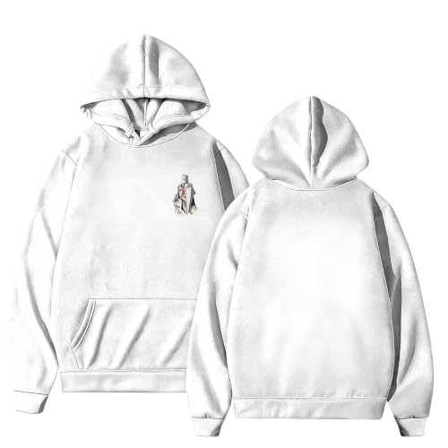 Sudadera con capucha de felpa blanca para hombre manga larga estilo casual 3