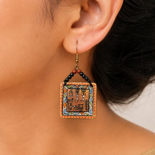 Image of Handcrafted Artistic & Tribal Earrings Collection for Women - Bohemian, Floral, Wooden & Ethnic Statement and Stud Designs