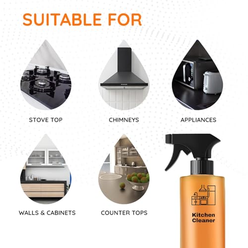 Image of Kitchen and Limescale Cleaner Combo Pack, Foaming Solution with Orange and Lemon Fragrance for Bathroom, Kitchen Fixtures, Stove, Tiles, 500ml x 2 Bottles