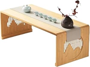 Dohera ちゃぶ台 コーヒーテーブル 座卓 ローテーブル 畳 ミニ折りたたみテーブル 和室テーブル おしゃれ 和風 四角形 竹製 折り畳み 頑丈 耐摩耗 コンパクト 空間活用 多用途 禅室 床用 リビングルーム家具 朝食 勉強用 ...