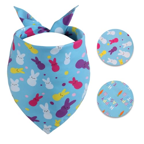 Gofshy Easter Dog Bandana XLarge -1 Pack Premium Durable Triangle Reversible Dog Scarf Adjustable Puppy Bandana Breed Bib Handkerchief for Girl or Boy Large