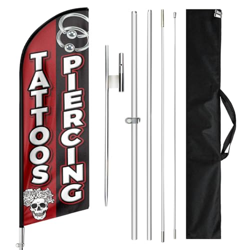 Drapeau de rue tatouages et piercings pour animer la devanture de votre salon de tatouage