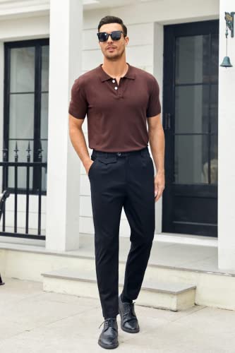 Image of Mens Chinos Slim Fit Pants Stretch Tapered Dress Pant Casual Trousers