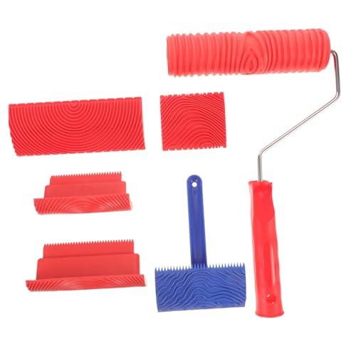 Veemoon 6pcs Wood Grain Tool Set Kit Self Tools Hand Key Making Wood Grain Roller Painting Tool Graining Tool Wood Texture Roller Wood Grain Painting Tool Faux Wood Grain Tool Rubber