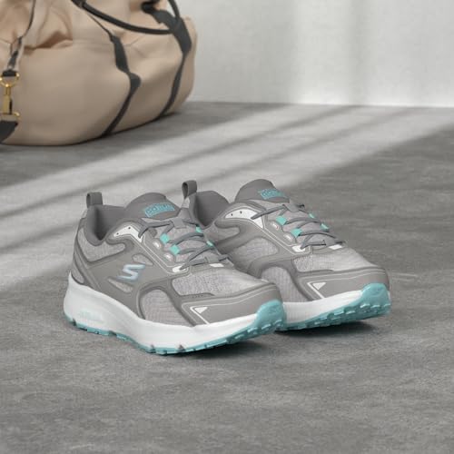 Skechers Women's Go Run Consistent Sneaker, Gray/Turquoise, 9