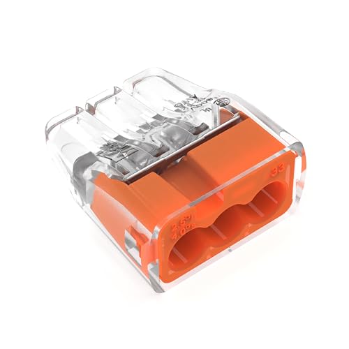 Ideal Electrical in-Sure Push-in Electric Wire Connector 3-Port (30-1033P) Bag of 100Color Coded No-Twist Connectors for Solid and Stranded Wires
