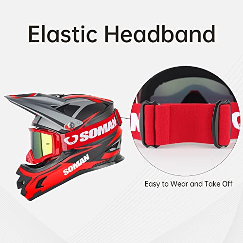 Atv Goggles For Adults, Dirt Bike Motocross Goggles For Men Women Adult Kids For Atv Utv Anti Uv(Red) #TOP3