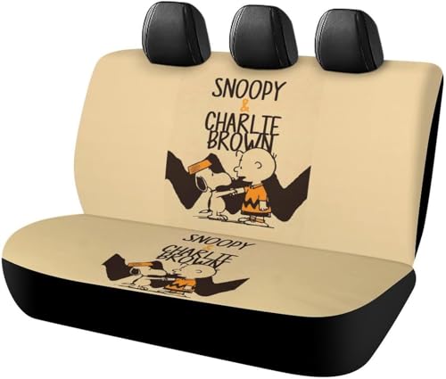 スヌーピー チャーリーブラウン カーシートカバー 車シートカバー 後部座席用 シート保護 おしゃれ カー用品 軽/普通車 汎用 後席クッションカバー 四季通用