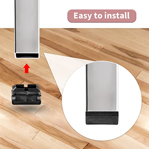 Image of Flyshop 25 x 25 mm, 0.98 inch x 0.98 inch Black Plastic Hole Plugs Square Tubing End Caps Tube Inserts Durable Furniture Glide for Chair Table Stool Leg 8 Pack
