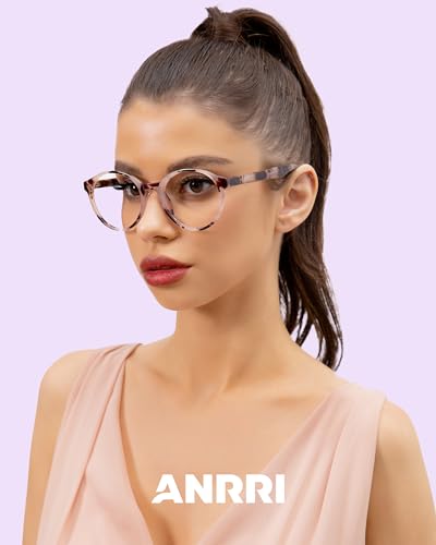 Image of ANRRI Retro Round Blue Light Blocking Glasses Women Men Computer Eyeglasses Anti Blue Light Glasses Anti Eyestrain for Gaming
