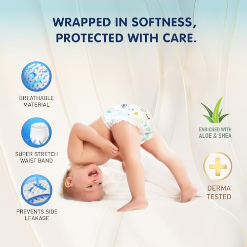 Image of Amazon Brand - Supples Super Comfort Baby Diaper Pants | Small (4-8 kg), 70 Count | Dermatologically tested, Ultra-Thin, Soft & Breathable | Wetness Indicator, Anti-Leak, All-Night Absorbency