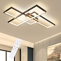Mursche Lámpara de techo LED regulable Lámpara de techo moderna - Lámpara de salón negra con mando a distancia 65W Diseño geométrico Iluminación de techo de metal para salón