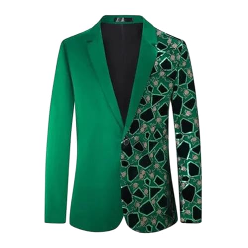 Men Patchwork Sequined Bride Single Button Jacket Homme Wedding Banquet Party Dress Blazers Coats