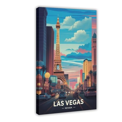 Poster Las Vegas aquarelle sur toile de salon 50x75 cm