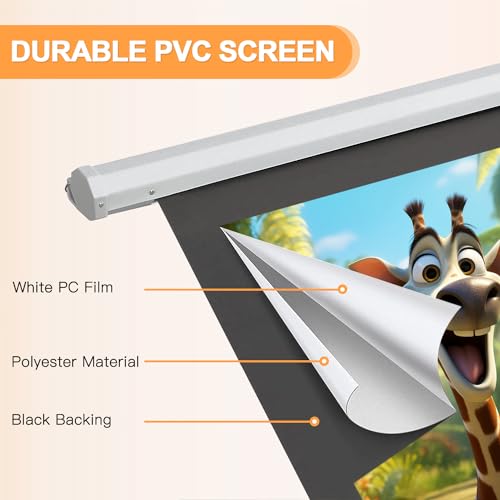 YODOLLA 1.2 Gain Electric Projector Screen 100 ” 16:9 Projection Movies Screens 4K HD 1080P Wrinkle-Free for Home Theater School Office Indoor