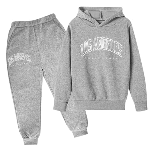 Niños Casual Letra Impreso Manga Larga Sudadera Sudadera Sudadera Chándal Jogger Pantalones de Chándal Unisex 2 Piezas Conjunto de Sudaderas de Manga Larga Niñas
