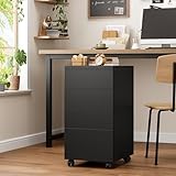 BOTLOG 4-Drawers Chest, Mobile Under Desk Drawer with Locking Casters, Wooden Printer Stand with Wheels, Rolling Craft Storage Cabinet for Home Office, Black