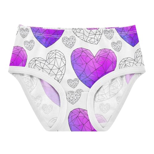 Joisal Purple Line Polygonal Hearts Toddler Underwear Floral 2t Cotton Cute Panties Girl Florals Briefs Undies Kids