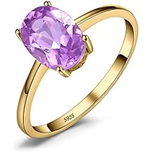 JewelryPalace فئة الأحجار الكريمة الطبيعية العقيق Peridot الجمشت Citrine Blue Topaz Birthstone Solitaire Engagement Rings for Women، Anniversary 14K مطلية بالذهب 925 خاتم من الفضة الإسترليني