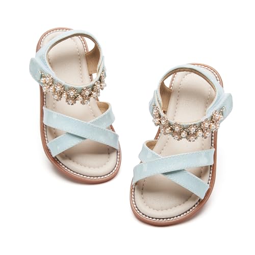 Image of PHIRAMIN Toddler Girl Sandals - Flower Girl Dress Shoes Open Toe Little Kid Flats