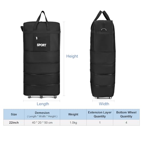 Rolling Duffel Bag with Wheels, Expandable Foldable Duffle Bag, Light Weight Travel Duffel Bag with Large Loading Capacity for Travel, Rolling Luggage Bag Carry on Duffel Bag (31inch)4