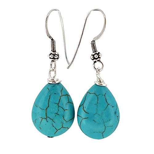 Boucles d'oreilles argent sterling hypoallergéniques et turquoise bleue