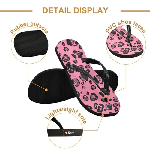 Leopard Pink Flip Flop Beach Summer Casual Sandal for Women & Men Shower Shoes 208618232