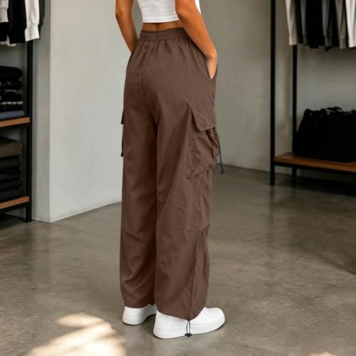 Women's Cargo Pants Drawstring Waist Wide Leg Utility Work Trousers - image 3