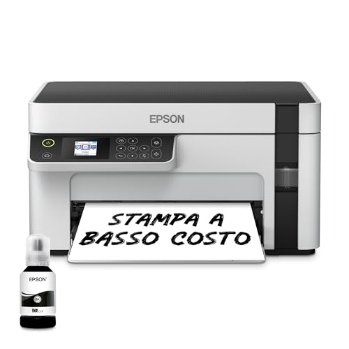 Epson EcoTank ET-M2120 Stampante multifunzione monocromatica 3-in-1 (Stampa, Copia, Scansione), Flaconi Inchiostro...