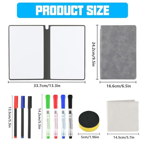A5 Mini Whiteboard, A5 Whiteboard Notizbuch Notizblock, Kleine Tragbar Abwischbares White Boardfür Büro Schule Zuhause Schreibtisch Listen, mit Stifte und Radiergummi