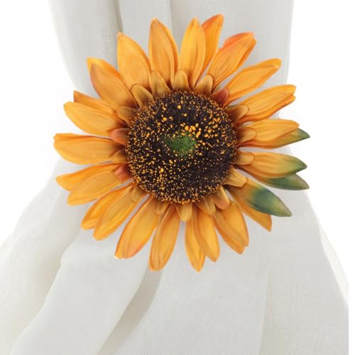 Pinzas para cortinas Tofficu de girasol de metal y tela, accesorios para ventanas de dormitorio 5