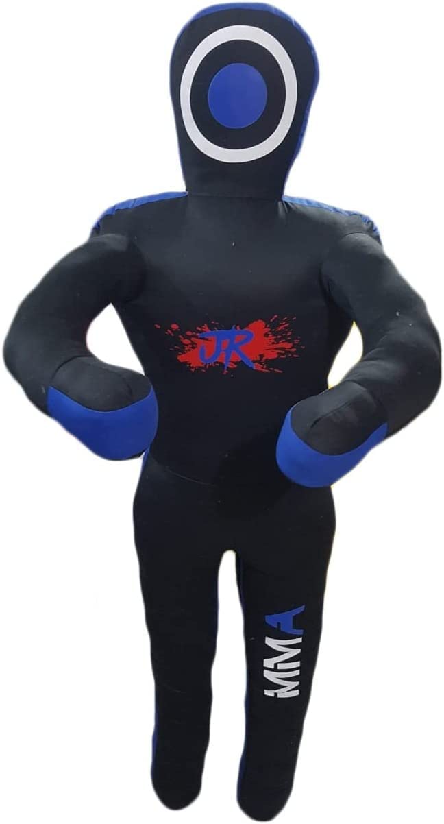 MMA Practice Dummy (Standing Position) for Boxing, Fighting, Throwing, Grappling, Karate, jiu-Jitsu, Wrestling Training - UNFILLED (Black Blue, 59" (Inches))