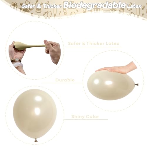 Image of Pearl White Sand Balloons 5 Inch, 100 PCS Small Beige Cream Off White Pearl Balloons, Boho Neutral Nude Tan Helium Mini Balloon for Arch Birthday Wedding Bridal Shower Anniversary Party Decoration