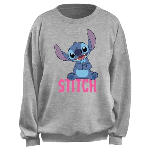 Polaire surdimensionnée Disney Stitch femme junior sweat oversize gris chiné M