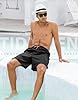 YUTYTH Men’s Swimming Shorts Swim Trunks Waterproof Quick Dry Beach Shorts Surfing Board Shorts with Mesh Liner and Pockets Black #2