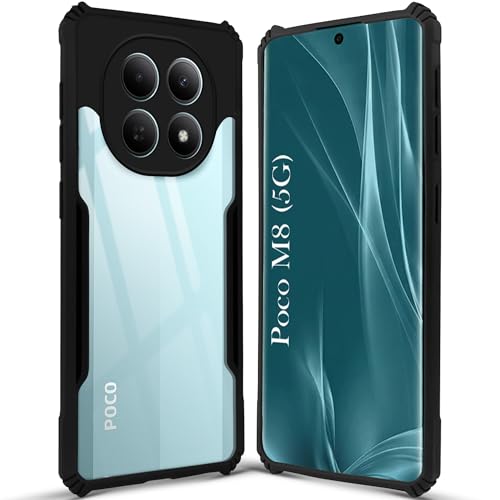Image of Jkobi Hybrid Back Cover Case for Poco M8 5G (Shockproof with Polycarbonate Clear Panel | Professional Black)