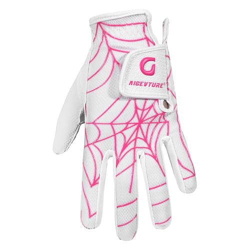 AIGEVTURE Golf Gloves Kids Junior Toddlers Left Hand Children's Premium Youth Golf Gloves Boys Girls Pink Large,Age8-10