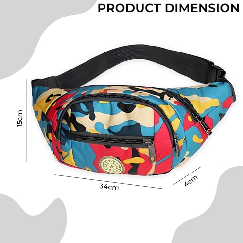 Image of Kraptick Premium Unisex Waist Bag for Men and Women - Stylish Fanny Pack, Hip Bag, Travel Money Belt (Camouflage Red)