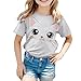 Toddler Girls Cat Printed Short Sleeve T Shirt Cute Graphic Summer Tops Tees Crewneck Cotton Casual (White, 4-5 Years)