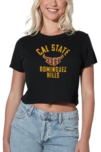 Cal State Dominguez Hills Official Toros Logo Women's Crop Top T-Shirt, Black, Small