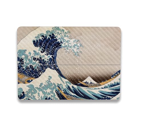 Image of MightySkins Carbon Fiber Skin Compatible with Microsoft Surface Laptop Studio 2 (2023) Full Wrap Kit - Great Wave of Kanagawa | Protective, Durable Textured Carbon Fiber Finish | Made in The USA