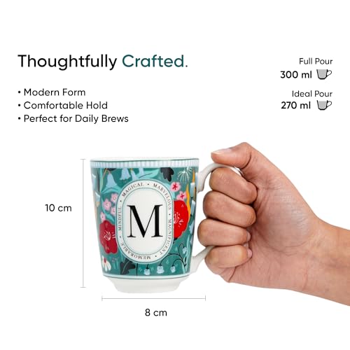 Image of Shay Alphabet Mug, 1 Pc, M, 300ml | Ceramic Mug |Glossy Finish | Ceramic Coffee Cup | Porcelain | Microwave Safe (Alphabet Mug - M)