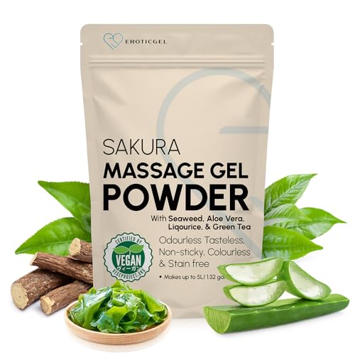 Japanisches Nuru Gel Pulver 50g – Sakura Edition | Wiederverschließbar | Aloe Vera, Seetang, Grüner Tee | Neutral, fleckenfrei | Bis 5L Gel | Made in Japan